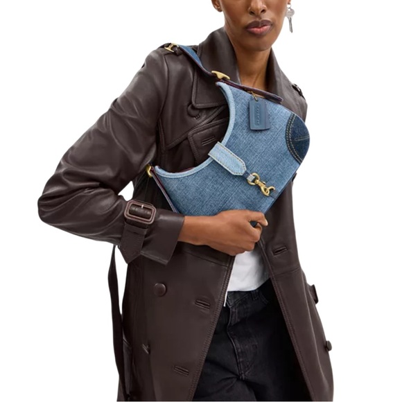 Coach Denim Hamptons Hobo Shoulder Bag Blue Denim adjustable - Picture 3 of 16